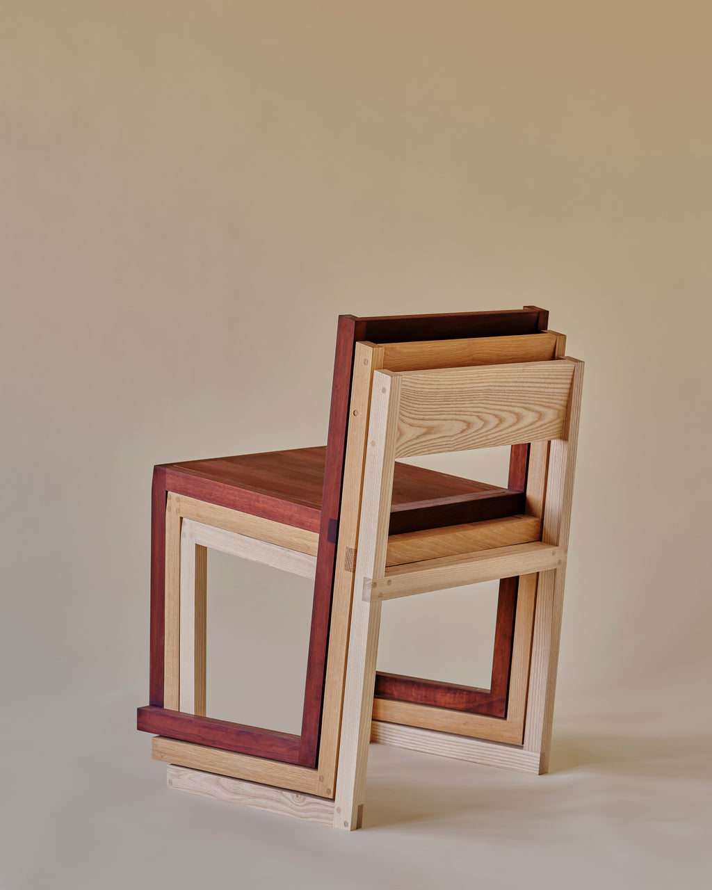 Stacking Chair in Beetroot Stained Walnut | New York | Mock Studio