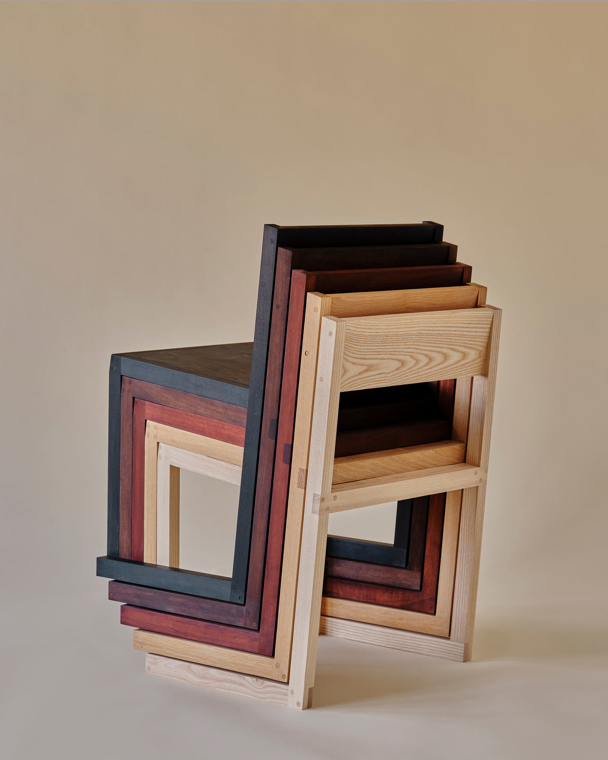 Stacking Chair in Beetroot Stained Walnut | New York | Mock Studio