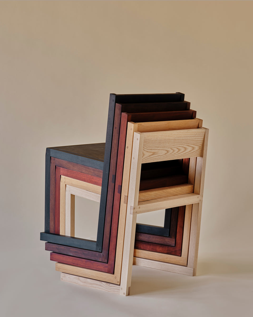 Stacking Chair in Beetroot Stained Walnut | New York | Mock Studio
